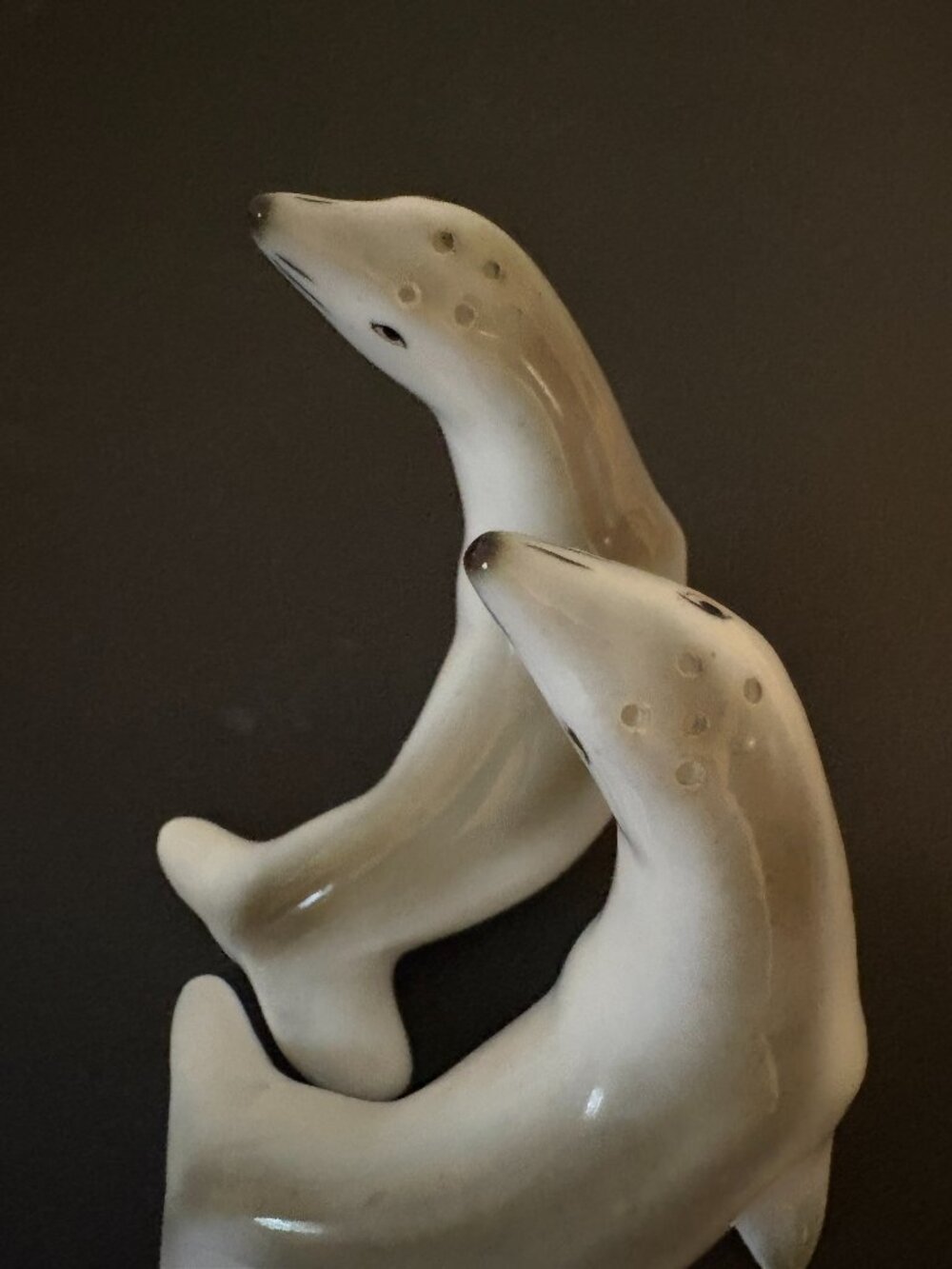 Pair of Seal Salt and Pepper Porcelain Shakers